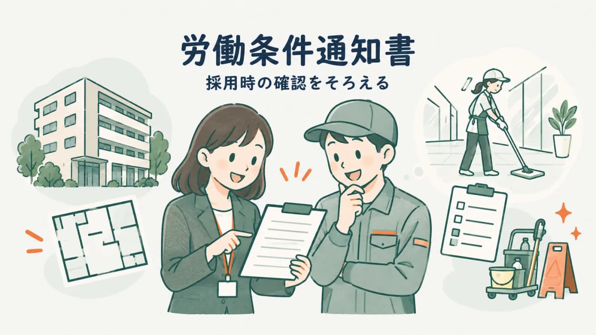清掃業のパート向け労働条件通知書|採用時に確認する記載項目と保管の流れ